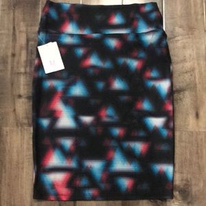 LuLaRoe Red & Blue Triangle Cassie Skirt